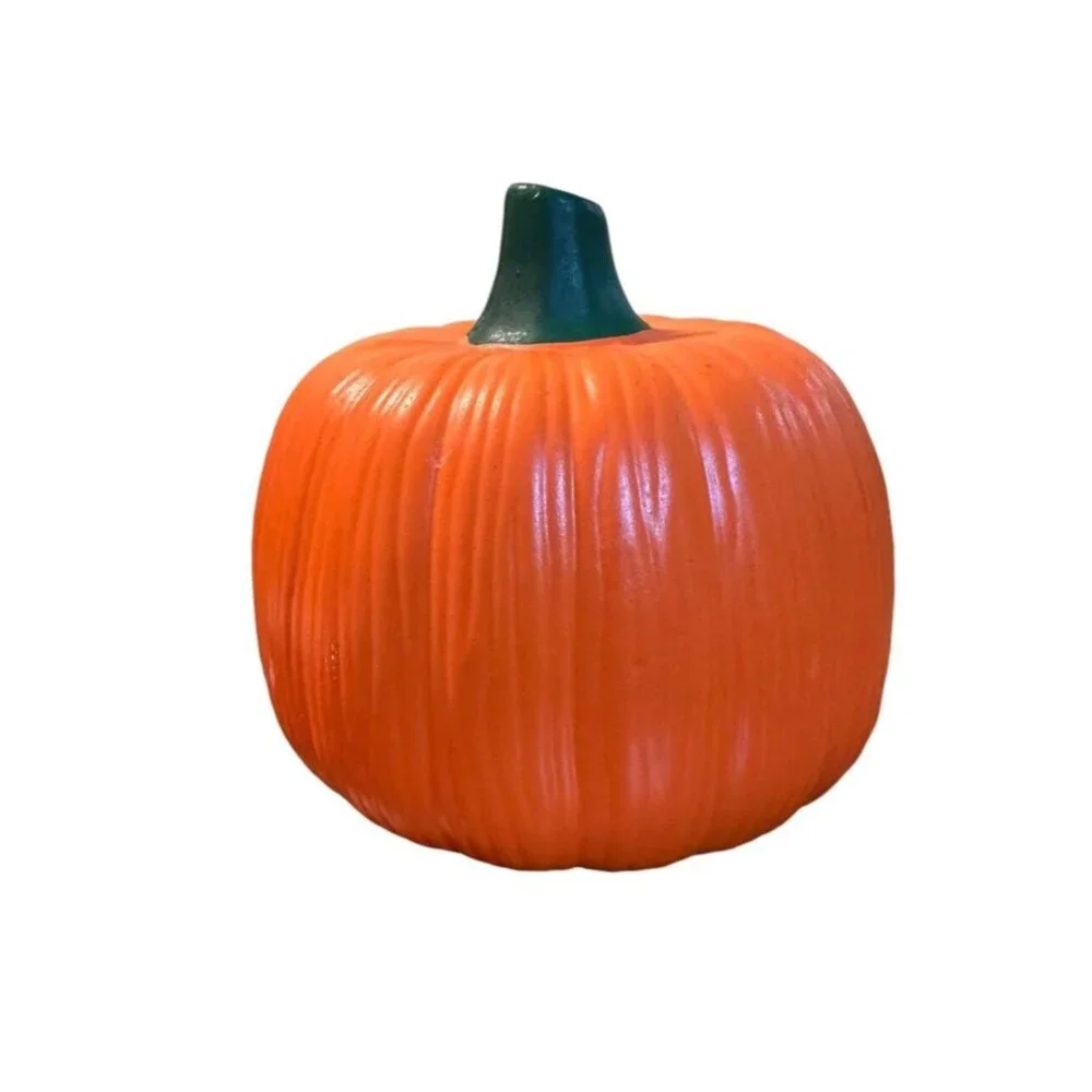 Vintage Ceramic Pumpkin Jack O‎ Lantern Halloween Votive Candle Holder Light Up